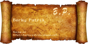 Berky Patrik névjegykártya